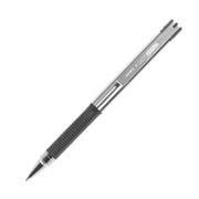 ZEBRA - Boligrafo F-301 compac grip gris punto fino tinta negra cuerpo de Acero inoxidable caja c/12