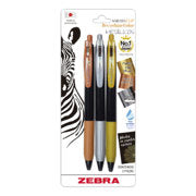 ZEBRA - Bolígrafo Zebra DecoShine retráctil punto fino 0.5 mm tinta gel metálica colores surtidos caja c/3
