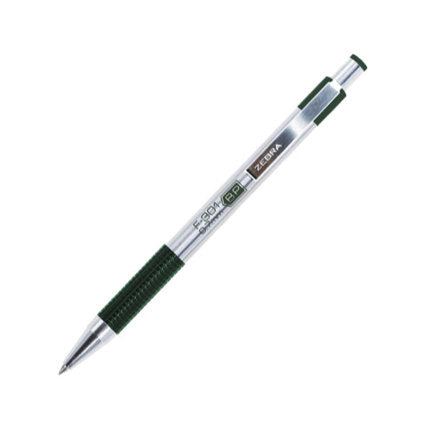 ZEBRA - Boligrafo F-301 grip punto fino tinta verde cuerpo de acero caja c/12