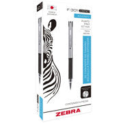 ZEBRA - Boligrafo F-301 compac grip naranja punto fino tinta negra cuerpo de Acero inoxidable caja c/6