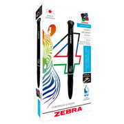 ZEBRA - Bolígrafo Zebra 4 Color Retráctil Punto Mediano 1.0mm Colores Negro-Azul-Rojo-Verde C/6 Pzas