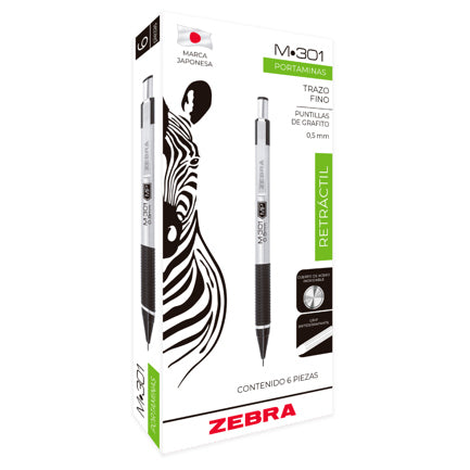 ZEBRA - Lapicero Zebra M-301 Retráctil Punto 0.5mm C/6 Pzas