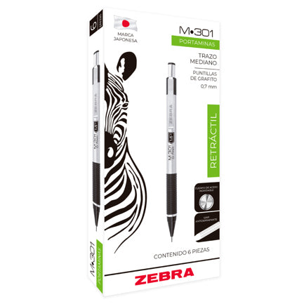 ZEBRA - Lapicero Zebra M-301 Retráctil Punto 0.7mm C/6 Pzas