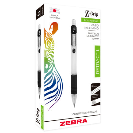 ZEBRA - Lapicero Zebra Z-Grip Retráctil 0.7mm Color Azul C/6 Pzas