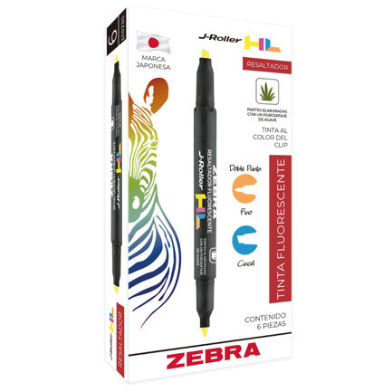 ZEBRA - Resaltador Zebra Jroller HL Doble punta color naranja caja c/6