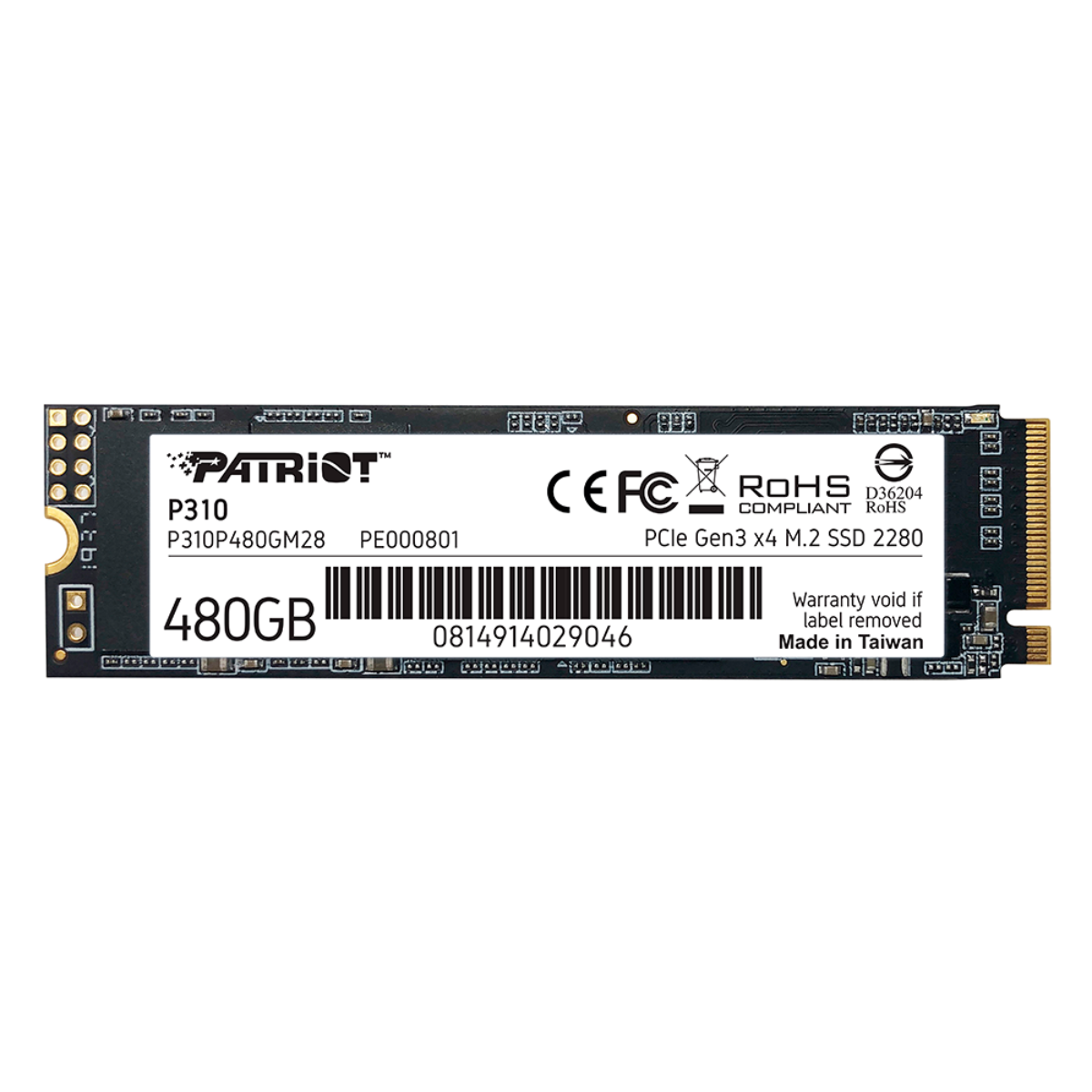 PATRIOT - Unidad SSD Patriot M.2 480GB P310 PCIE 3.0 NVME 2280 1000MB/s Escritura 1700 MB/s Lectura