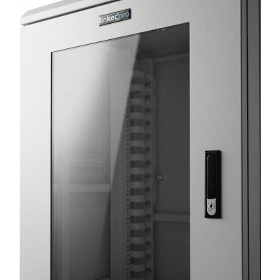LINKEDPRO - Gabinete Rack 19 Pulgadas / 18 Unidades / Piso / Puerta de Cristal / Acero Calibres 16-18-20 / Capacidad 750 kg (1653.5 lb) / Dimensiones 60 cm (23.6 in) x 93 cm (36.6 in) x 46 cm (18.1 in)
