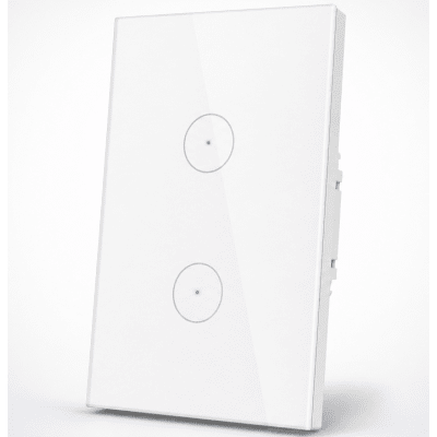 SMARTHOME BY EPCOM - Apagador Inteligente WiFi / 2 Circuitos 800W / Rango 100V-250V / Control 2.4 GHz / Alexa y Google Home / Vidrio Templado 120x72 mm