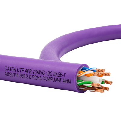 PANDUIT - Bobina de Cable UTP de 4 Pares, Vari-MaTriX HD, Cat6A, 23 AWG, CMR (Riser), Color Violeta, 305 Metros (1000 Pies)