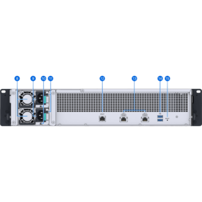 SYNOLOGY - Deep Learning NVR 12 Bahías / AMD V1780B 3.35 GHz / 16 GB DDR4 / 100 Cámaras IP / 40 Tareas IA / 2x 10GbE / Rack 2U