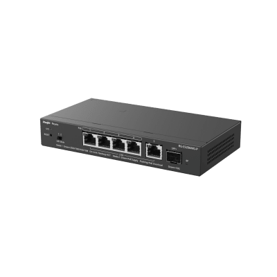 RUIJIE - Switch Administrable Capa2 PoE+ con 5 puertos Multi-Gigabit 2.5Gb, hasta 70w PoE