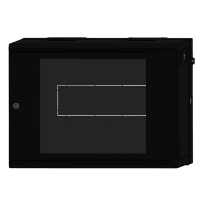 LINKEDPRO - Gabinete Rackeable / 09 Unidades / Pared 19 Pulgadas / Puerta de Cristal / Acero Calibres 18-22 / Carga 80 kg / Dimensiones 634x632x468 mm (25x24.9x18.4 in) / Abatible 120° / Ventilación