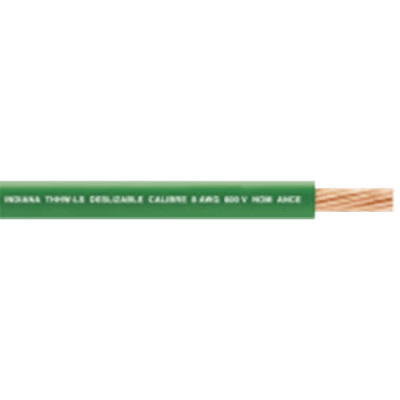 INDIANA - (SLY311) Cable Eléctrico de Cobre Recubierto THW-LS Calibre 12 AWG 19 Hilos Color Verde (100 Metros (328.08 Pies))