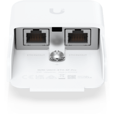 UBIQUITI - Protector Contra Descargas Ethernet Ubiquiti UACC-ETH-SP-Pro 10Gbps con Soporte PoE e IPX5