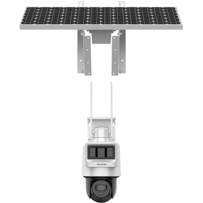 HIKVISION - Kit Solar IP All in One / Doble Detección (Radar + PIR) / PT IP 4 Megapixel / Lente 2.8 mm / Panel Solar / Batería de Respaldo de Litio 90Wh (Hasta 2 días) / Conexión 4G / Audio de Dos Vías / Accesorios de Inst. / Direc