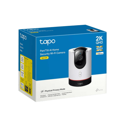 TP-LINK - Cámara de Seguridad Wi-Fi Pan/Tilt AI / 2K QHD (2688 × 1520 px) / Visión Starlight F1.6 / Detección IA Personas-Mascotas-Vehículos / Audio Bidireccional / Wi-Fi 6 / Privacidad Física / Almacenamiento microSD 512GB