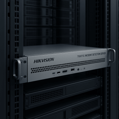 HIKVISION - Servidor de Detección de Incidentes de Tráfico / 16 Canales / Detección de Múltiples Incidentes de trafico / Almacenamiento 2xSATA 8TB / Montaje en Rack 1U / Soporte LPR