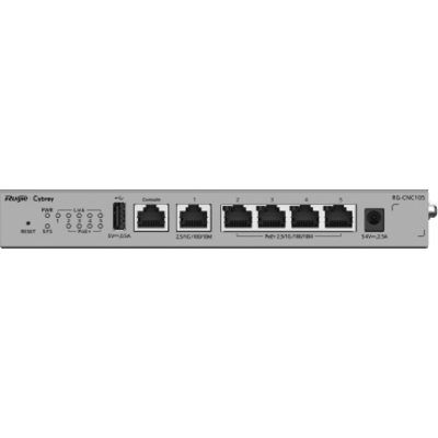 RUIJIE - Controlador de Red (CNC) / Todo en Uno AC-Router-Switch PoE / 5 Puertos 2.5G / 4 Puertos PoE+ / Gestión de 32 APs / Capacidad de Reenvío 2 Gbps / Gestión Cloud / Línea Cybrey