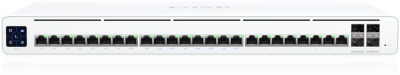 UBIQUITI - UISP Switch Pro – Switch PoE de 220 W (27 V) con 24 Puertos GbE, 16 Puertos PoE Pasivo 27 V y 4 Puertos SFP+ 10G