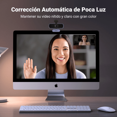 UGREEN - Cámara Web / Full HD 1080p@30FPS / Micrófonos Duales con Cancelación de Ruido / Ángulo de Visión 85° / Rotación 360° Horizontal