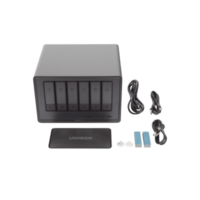 UGREEN - NAS UGREEN NASync DXP6800 Pro / Intel Core i5-1215U 10 Núcleos / 6 Bahías SATA + 2 M.2 NVMe / 2 Puertos Thunderbolt 4 / 2 Puertos 10GbE / 8K HDMI / PCIe 4.0 x4 / DDR5 Hasta 64GB / Compatibilidad Multiplataforma