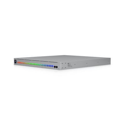 UBIQUITI - Enterprise Campus 24 PoE, Switch Empresarial Etherlighting™ PoE+++ Capa 3 de 24 Puertos (16 x 10 GbE y 8 x 2.5 GbE)  y 2 Puertos SFP28 de 25 G de Alta Disponibilidad