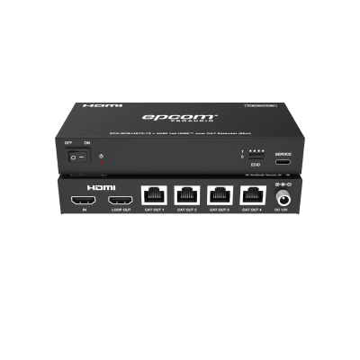 EPCOM PROAUDIO - Splitter Extensor 1x4 | 4K@60Hz a 60m | 4K@30Hz a 70m | Cable Cat6 | EDID | HDCP 2.2 | Salida Loop