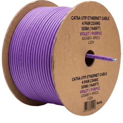 PANDUIT - Bobina de Cable UTP de 4 Pares, Vari-MaTriX HD, Cat6A, 23 AWG, CMR (Riser), Color Violeta, 305 Metros (1000 Pies)