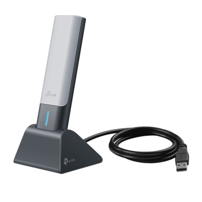 TP-LINK - Adaptador USB Wireless Wi-Fi 6 / AX3000 (2402 Mbps + 574 Mbps) / Antenas de Alta Ganancia / USB 3.0 / Baja Latencia Gaming / WPA3 / Cuna Desmontable con Cable 1.2 m (3.9 ft)