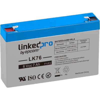 LINKEDPRO BY EPCOM - Batería de respaldo 6 V | 7 Ah | AGM | Especial para Seguridad Electrónica | UPS | Sistemas de Emergencia | Vida útil 5 años | Terminales F1 + Adaptador F2