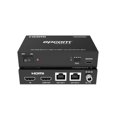 EPCOM PROAUDIO - Splitter HDMI 1x2 | 4K@60Hz a 60m | 4K@30Hz a 70m | Cable Cat6 | EDID | HDCP 2.2 | Salida Loop