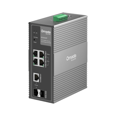 TP-LINK - Switch Industrial Easy Managed / 6 Puertos Gigabit (4 PoE) / 120W PoE Budget / IP40 / -40°C a 75°C / 6kV Protección Rayos / Cloud Management Omada / DIN-Rail