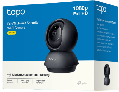 TP-LINK - Cámara de Seguridad Interior Wi-Fi 360°, 1080p Full HD, Visión Nocturna 12 m, Detección IA Personas y Llanto de Bebé, Audio Bidireccional, Compatible Alexa y Google Home, Almacenamiento microSD 512 GB
