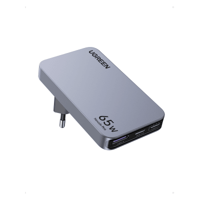 UGREEN - Cargador Rápido GaN / 65W / 3 Puertos / PD 3.0 / PPS / QC 4.0 / 100-240V