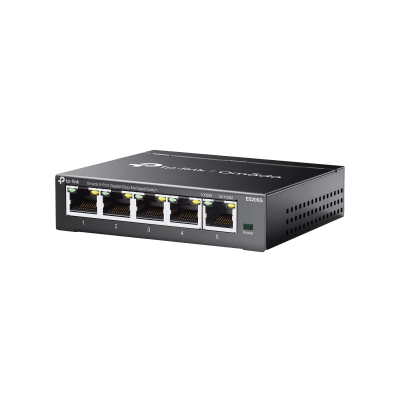 TP-LINK - Switch Gestionado Omada SDN / 5 Puertos Gigabit RJ45 / 10 Gbps Capacidad Switching / 7.4 Mpps Forwarding Rate / Gestión Cloud Centralizada / VLAN 802.1Q / QoS 8 Colas Prioridad / Metal Fanless