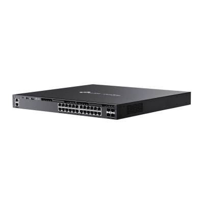 TP-LINK - Switch Omada L3 SDN Administrable / 24 puertos PoE af/at Gigabit y 4 puertos SFP+ / Presupuesto PoE 720W / Funciones RIP, VRRP, Servidor DHCP / Administración centralizada OMADA / Fuente Redundante