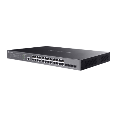 TP-LINK - Switch L2+ Gestionado / 24 Puertos Gigabit + 4 Puertos 10G SFP+ / 16 PoE+ (30W) + 8 PoE++ (90W) / 128 Gbps / 500W PoE Budget / SDN Cloud