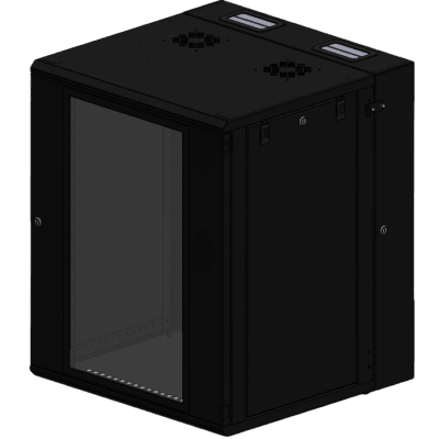 LINKEDPRO - Gabinete Rack / 16 Unidades Rack (UR) / Puerta Cristal Templado / Montaje Pared / Acero Calibres 18-22 / Abatible 120° / Ventilación 120 mm