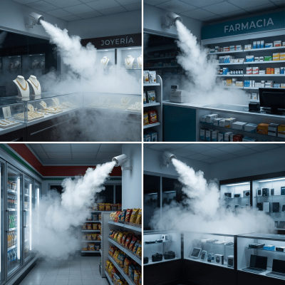 SFIRE - Generador de Niebla / 1 Disparo /  Cubre 150m³ en 10 segundos / Activado por Contacto Seco