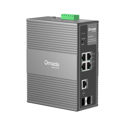 TP-LINK - Switch Industrial Easy Managed / 6 Puertos Gigabit (4 PoE) / 120W PoE Budget / IP40 / -40°C a 75°C / 6kV Protección Rayos / Cloud Management Omada / DIN-Rail