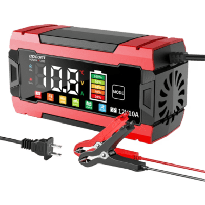 EPCOM POWERLINE - Cargador Inteligente Automático / 3 Etapas / 12V 10A / 6 Modos de Batería / LCD / Entrada 100-240V