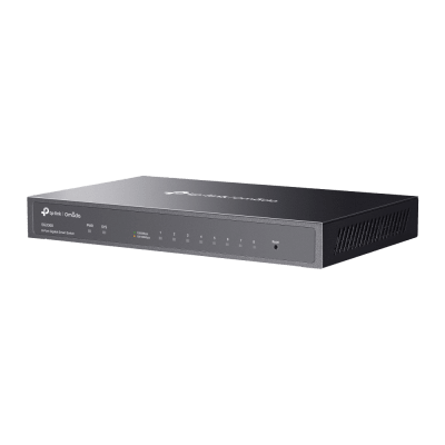 TP-LINK - Switch Administrado Gigabit 8 Puertos / Omada SDN / 16 Gbps Capacidad Switching / Gestión Cloud y Local / VLAN / QoS / ACL / Sin Ventiladores / Montaje Pared-Escritorio