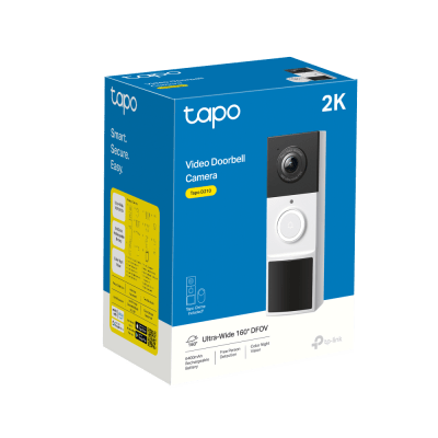 TP-LINK - Videoportero Inalámbrico TP-Link Tapo D210 / Resolución 2K 3MP (2304 × 1296px) / Campo de Visión 160° DFOV / Batería 6400mAh Recargable / Detección IA Personas-Vehículos / Visión Nocturna Color /