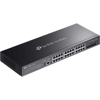 TP-LINK - Switch Gestionado Lite L3 Apilable / 24 Puertos Gigabit RJ45 / 4 Ranuras SFP+ 10G / Capacidad de Conmutación 128 Gbps / Stacking Físico hasta 4 Unidades / L3: RIP, OSPF, VRRP, Enrutamiento Estático, DHCP Server/Relay / Seguridad: ACL,