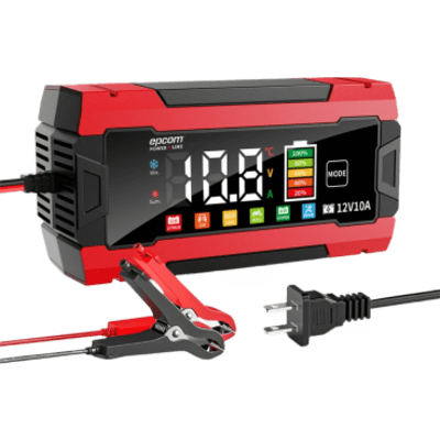 EPCOM POWERLINE - Cargador Inteligente Automático / 3 Etapas / 12V 10A / 6 Modos de Batería / LCD / Entrada 100-240V