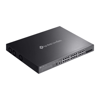 TP-LINK - Switch Omada L3 SDN Administrable / 24 puertos PoE af/at Gigabit y 4 puertos SFP+ / Presupuesto PoE 720W / Funciones RIP, VRRP, Servidor DHCP / Administración centralizada OMADA / Fuente Redundante