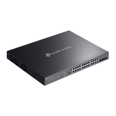 TP-LINK - Switch L2+ Gestionado / 24 Puertos Gigabit + 4 Puertos 10G SFP+ / 16 PoE+ (30W) + 8 PoE++ (90W) / 128 Gbps / 500W PoE Budget / SDN Cloud