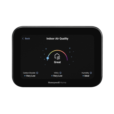 HONEYWELL HOME RESIDEO - Termostato Inteligente ElitePRO / S1200 Smart Thermostat / Negro / Pantalla 5" / 4H-2C Bomba Calor / 3H-3C Convencional / Control IAQ / Video Doorbell / Redlink+WiFi+Bluetooth+Matter