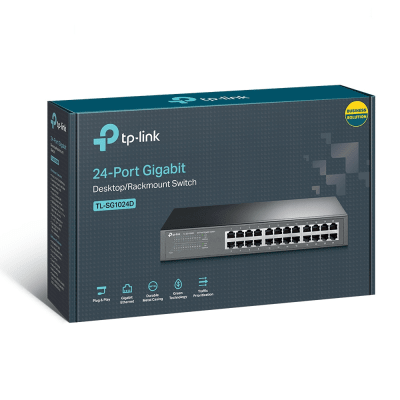 TP-LINK - Switch Gigabit no administrable de 24 puertos 10/100/1000 Mbps para escritorio/rack