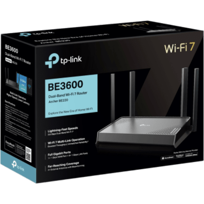 TP-LINK - Router Wi-Fi 7 / BE3600 3.6 Gbps / Doble Banda / MLO 4K-QAM / 5 Puertos Gigabit / 4 Antenas Beamforming / EasyMesh